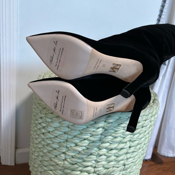 Tamara Mellon Over The Knee Black Velvet Point Toe Heel Boots NWT - Picture 9 of 11
